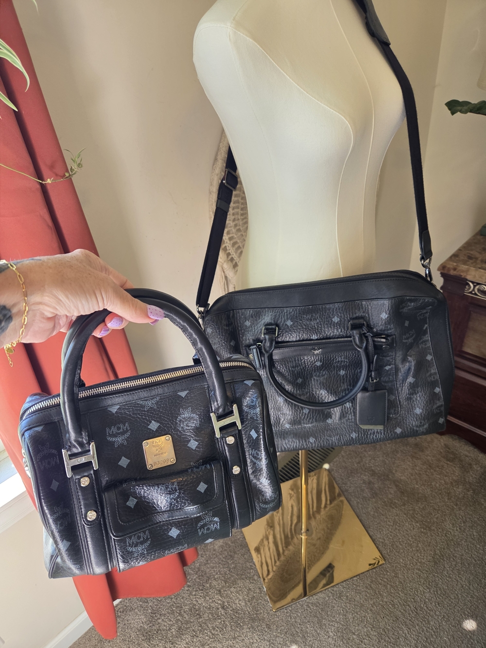 MCM Visetos Boston Bag With Matching Briefcase